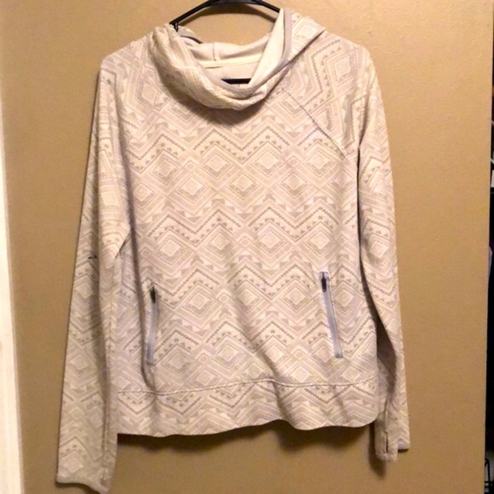 White Aztec pull over sweater